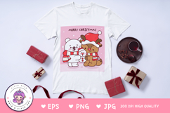 Christmas animals Reindeer and Polar bear hug snowman kawaii Product Image 2