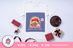 Christmas animals Reindeer and Snowman in window kawaii Product Image 2