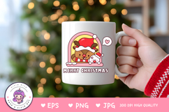 Christmas animals Reindeer and Snowman in window kawaii Product Image 3