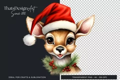 Cute Reindeer Christmas Animal PNG for Sublimation Product Image 2