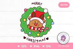 Cute reindeer clipart kawaii Christmas png Kid gift t shirt Product Image 1