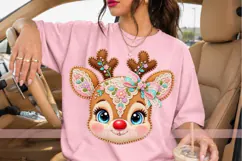 Cute Floral Reindeer Face PNG with Pastel Bow Product Image 2