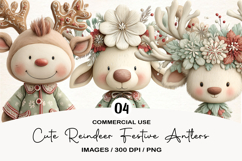 Cute Reindeer Festive Antlers PNG Product Image 1