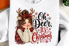 Oh Deer, It's Christmas Cute Christmas Girl Reindeer PNG Product Image 2