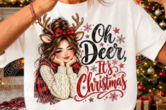 Oh Deer, It's Christmas Cute Christmas Girl Reindeer PNG Product Image 3
