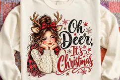 Oh Deer, It's Christmas Cute Christmas Girl Reindeer PNG Product Image 4