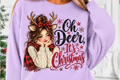 Oh Deer, It's Christmas Cute Christmas Girl Reindeer PNG Product Image 5