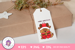 Cute Reindeer Christmas hug Santa bow kawaii clipart png Product Image 4