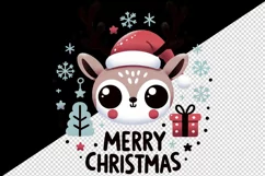 Cute reindeer Santa hat snowflakes presents Merry Christmas quote print 20 oz tumbler skinny mug wrap clipart t-shirt sublimation printable design