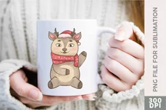 Cute Reindeer Watercolor PNG, Christmas Reindeer Sublimation