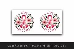 Cute ribbon pink flowers breast cancer awareness Hope Blooms quote print 20 oz tumbler skinny mug wrap clipart t-shirt sublimation printable design