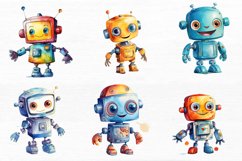 Cute Robots Watercolor Sublimation Clipart Product Image 2