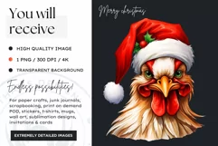 Cute Rooster Clipart Christmas Animals PNG for Sublimation Product Image 2