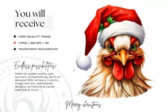 Cute Rooster Clipart Christmas Animals PNG for Sublimation Product Image 4