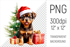 Cute Rottweiler Puppy  with Santa Hat. Perfect for sublimation, greeting cards, stickers, planners, DIY gifts, and all your holiday projects!