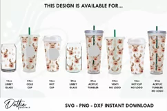 Rudolph Reindeer Starbucks 24oz Acrylic Tumbler Cup Wrap SVG Product Image 3