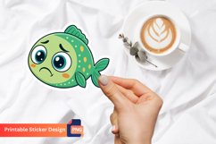Cute Sad Fish Sticker, Kawaii Sticker, Fish Art Sticker Product Image 1