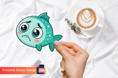 Cute Sad Fish Sticker, Kawaii Sticker, Fish Art Sticker Product Image 1