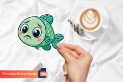 Cute Sad Fish Sticker, Kawaii Sticker, Fish Art Sticker Product Image 1