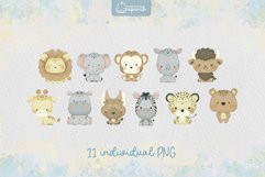 Cute Safari Animals Watercolor Clipart Product Image 2