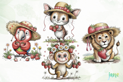 Cute Safari Animals with Strawberries Product Image 1