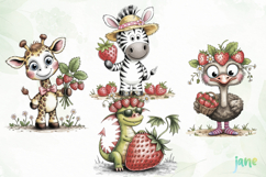 Cute Safari Animals with Strawberries Product Image 1