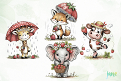 Cute Safari Animals with Strawberries Product Image 1