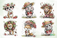 Cute Safari Animals with Strawberries Product Image 6
