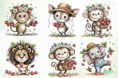 Cute Safari Animals with Strawberries Product Image 3