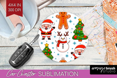 Cute Santa Xmas Car Coaster Christmas Coaster PNG Product Image 1