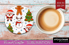 Cute Santa Xmas Round Coaster Christmas Coaster PNG Product Image 1