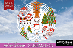 Cute Santa Xmas Wind Spinner Sublimation PNG Christmas Round Product Image 1
