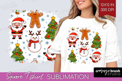 Cute Santa Xmas Square Tshirt Background Christmas PNG Product Image 1