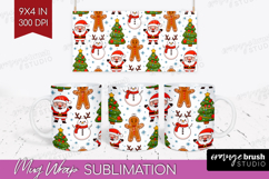 Cute Santa Xmas Mug Wrap Christmas Mug PNG Sublimation Product Image 1