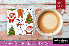 Cute Santa Xmas Square Coaster Christmas Coaster PNG Product Image 1