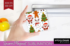 Cute Santa Xmas Magnet Sublimation Christmas Square Magnet Product Image 1
