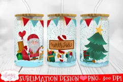 Cute Santa Claus Can Glass Wrap PNG for Sublimation Product Image 1