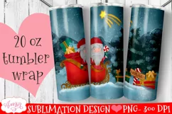 Santa tumbler wrap for sublimation | Christmas tumbler PNG Product Image 1