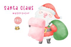 Cute Santa Claus Clipart Watercolor PNG - Kawaii Holiday Product Image 1