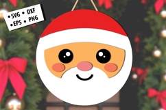 Cute Santa Face Christmas Round Door Hanger SVG Cut File Product Image 1