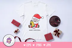 Christmas Santa holding Pencil kawaii Clipart Cute Vector Product Image 2