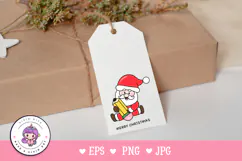 Christmas Santa holding Pencil kawaii Clipart Cute Vector Product Image 3