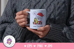 Christmas Santa holding Pencil kawaii Clipart Cute Vector Product Image 4