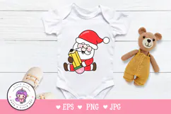 Christmas Santa holding Pencil kawaii Clipart Cute Vector Product Image 5