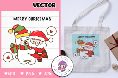 Cute Santa hug polar bear Christmas gift kawaii cliparts Product Image 1