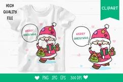 Cute Santa clipart Kawaii Christmas clipart xmas png Product Image 1