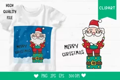 Cute Santa on gift box Kawaii christmas png Santa cartoon Product Image 1
