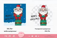 Cute Santa on gift box Kawaii christmas png Santa cartoon Product Image 2