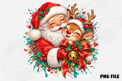 Cute Santa & Reindeer Christmas Festive Bow & Holly Holiday Product Image 2