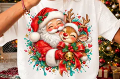 Cute Santa & Reindeer Christmas Festive Bow & Holly Holiday Product Image 3